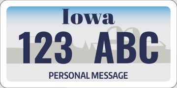 Iowa State License Plate